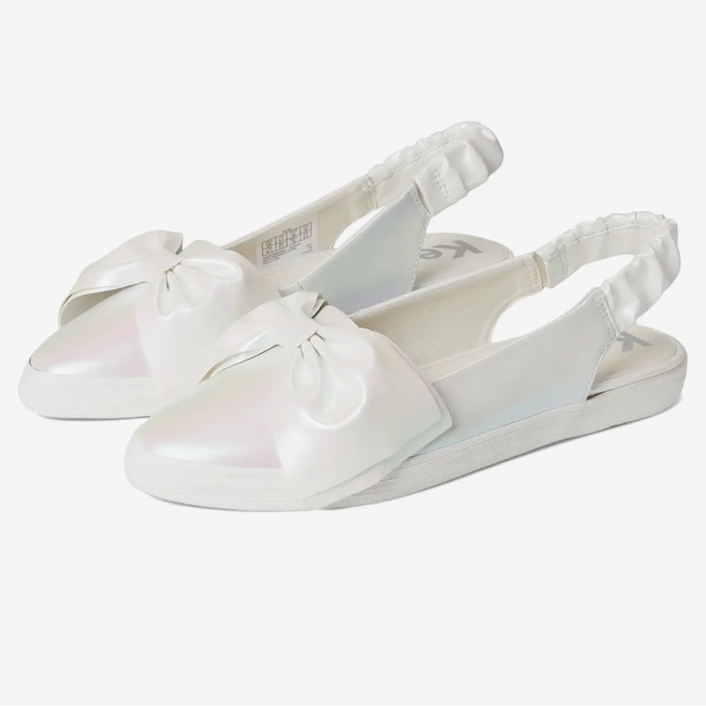 Keds White Flats with Bow Detail